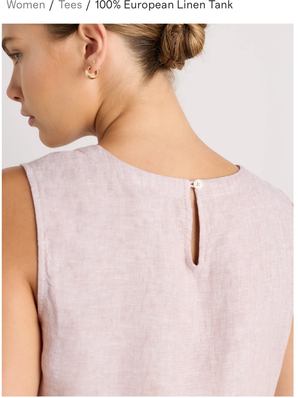 Quince 100% European Linen Tank Vintage Pink Chambray Shell - Picture 2 of 10